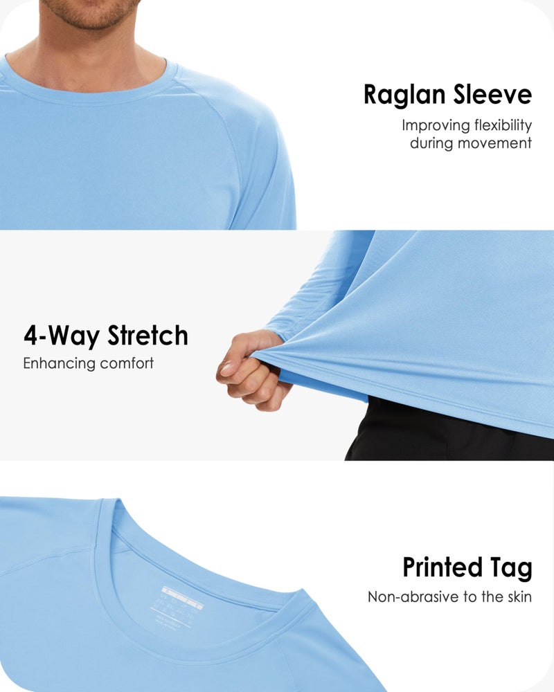Boladeci Mens Long Sleeve T Shirts UPF 50+ Sun Protection Clothing UV SPF Shirts Rash Guard Moisture Wicking Performance Summer Gym Swim Shirts(Blue) - Image 5